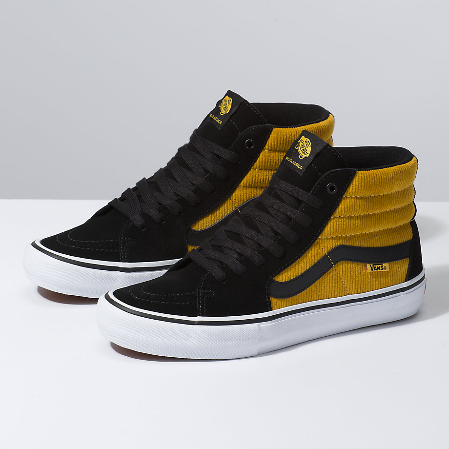 Vans Erkek Spor Ayakkabı Corduroy Sk8-Hi Pro Siyah/Sarı | 69022-217